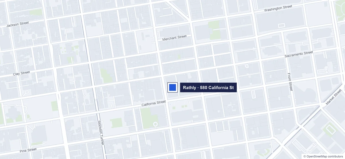 Map of the Rathly office at 580 California Street in the San Francisco Financial District